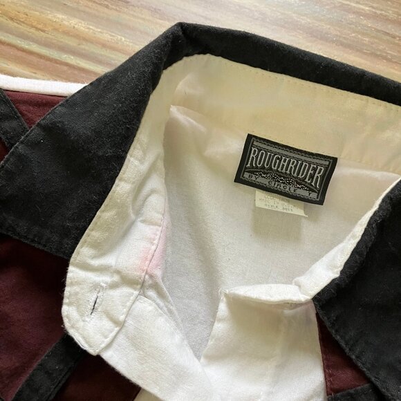 Roughrider Women's Western Shirt Shoulder Overlay Lattice Detail Vintage 90s - Picture 4 of 8